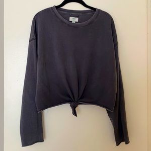 Aerie Slightly Cropped Tie Front Sweatshirt